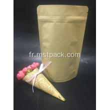 Kraft Paper Stand Up Pouch avec fermeture à glissière